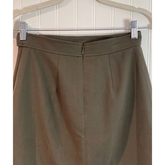 Ann Taylor Petite Olive Green A-Line Skirt With D-Ring Belt - Picture 5 of 14